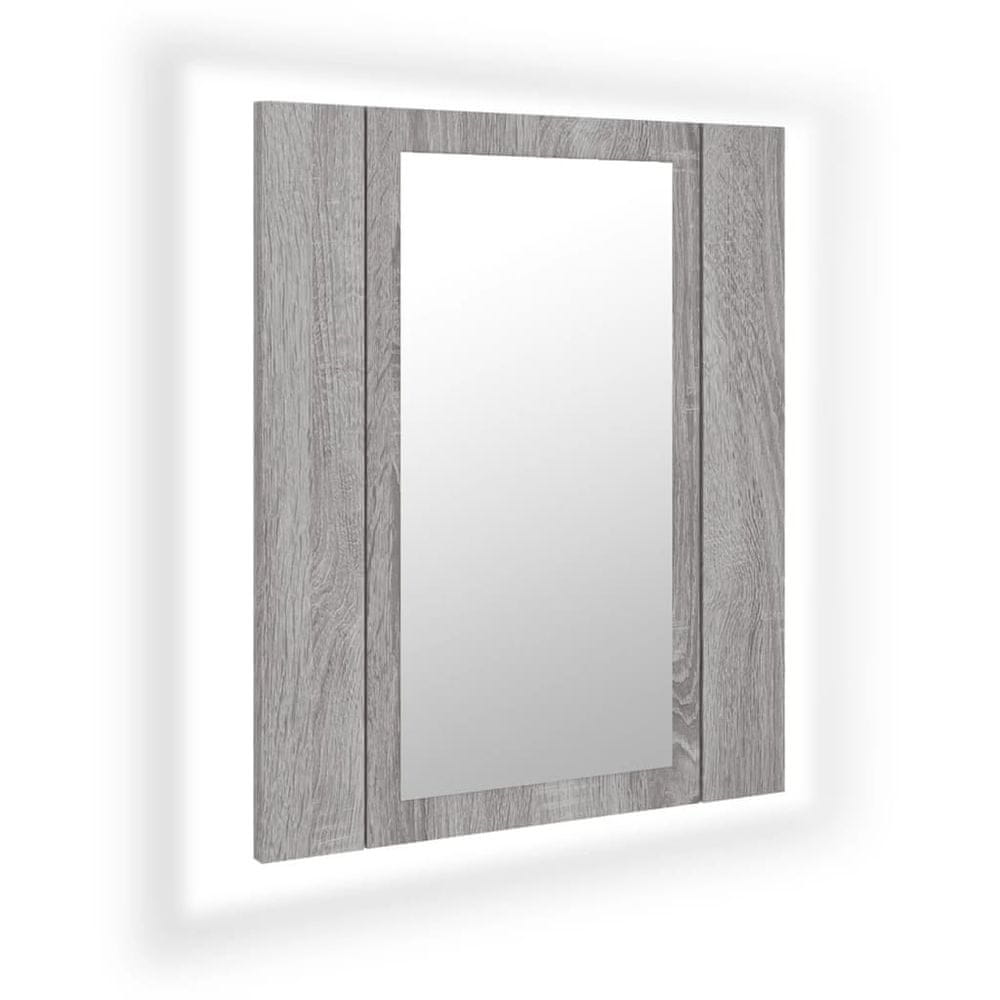 Vidaxl LED zrkadlová skrinka sivá sonoma 40x12x45 cm kompozitné drevo